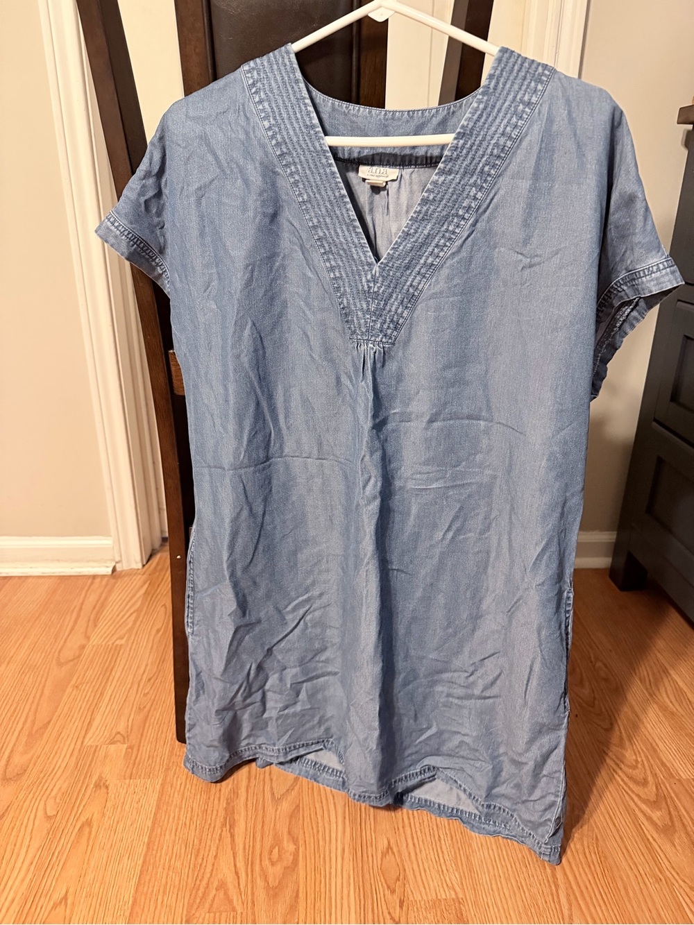 Light Blue Denim V-Neck Women’s Dress